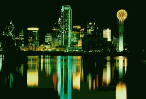 Dallas at night, if not from a DC-9.